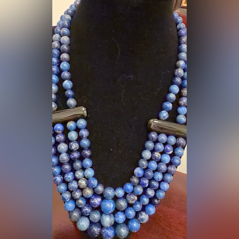 NWOT JAY KING DTR STERLING SILVER LAPIS & ONYX NECKLACE, 22" inches RARE - Picture 8 of 10